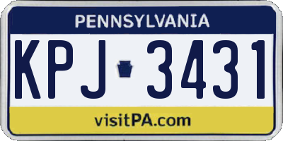 PA license plate KPJ3431