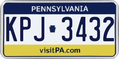 PA license plate KPJ3432