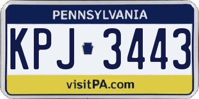 PA license plate KPJ3443