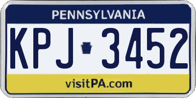 PA license plate KPJ3452