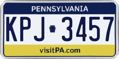 PA license plate KPJ3457