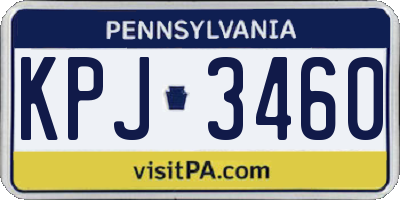 PA license plate KPJ3460