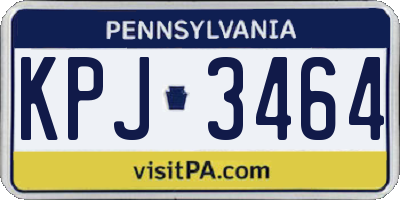 PA license plate KPJ3464