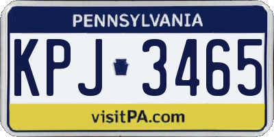 PA license plate KPJ3465