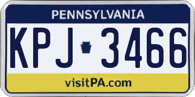 PA license plate KPJ3466