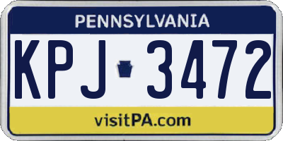 PA license plate KPJ3472