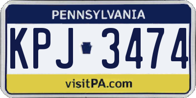 PA license plate KPJ3474