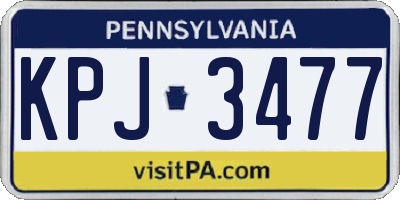 PA license plate KPJ3477