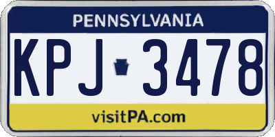 PA license plate KPJ3478