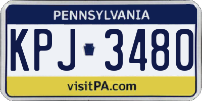 PA license plate KPJ3480