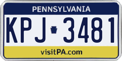 PA license plate KPJ3481