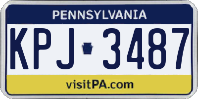 PA license plate KPJ3487
