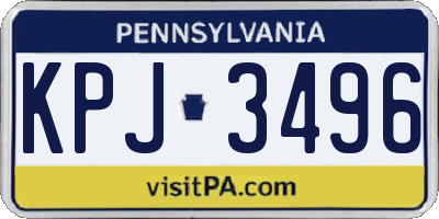 PA license plate KPJ3496