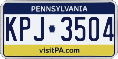 PA license plate KPJ3504