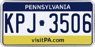 PA license plate KPJ3506