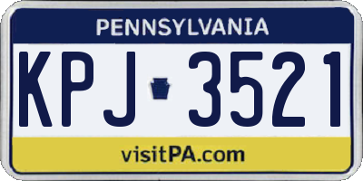 PA license plate KPJ3521
