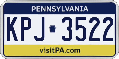 PA license plate KPJ3522