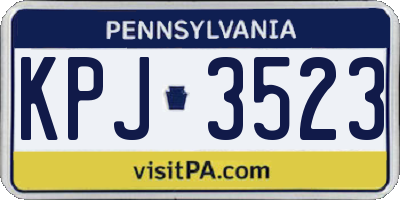 PA license plate KPJ3523