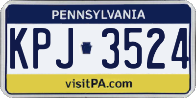 PA license plate KPJ3524