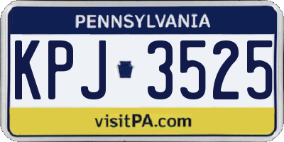 PA license plate KPJ3525