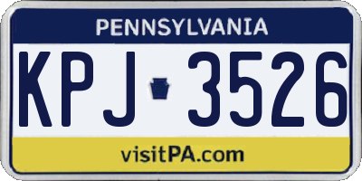 PA license plate KPJ3526