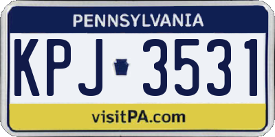 PA license plate KPJ3531