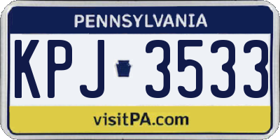 PA license plate KPJ3533