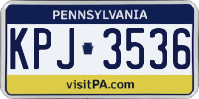 PA license plate KPJ3536
