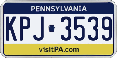 PA license plate KPJ3539