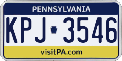 PA license plate KPJ3546