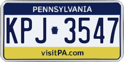 PA license plate KPJ3547