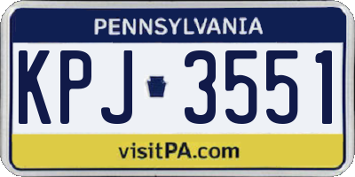 PA license plate KPJ3551