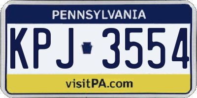 PA license plate KPJ3554