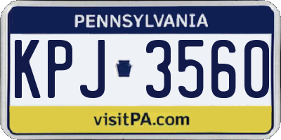 PA license plate KPJ3560