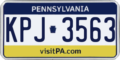 PA license plate KPJ3563