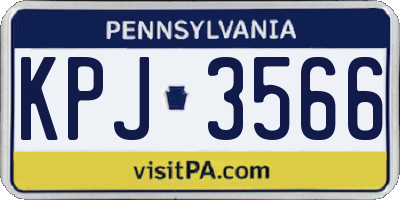 PA license plate KPJ3566