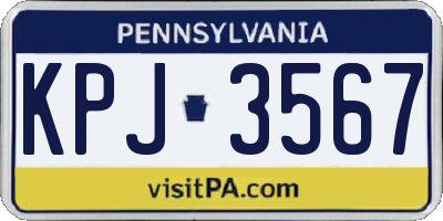PA license plate KPJ3567