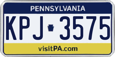 PA license plate KPJ3575
