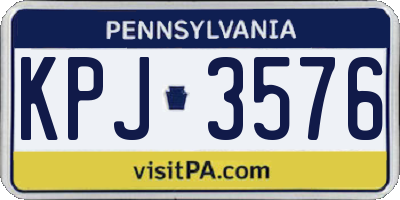 PA license plate KPJ3576