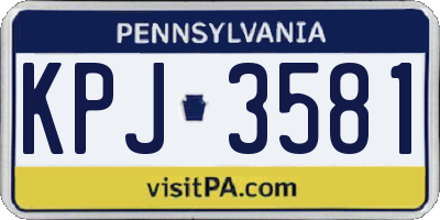 PA license plate KPJ3581