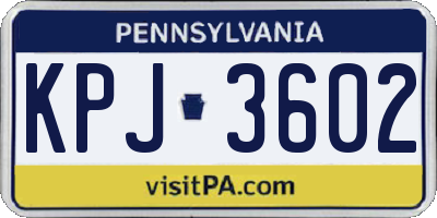 PA license plate KPJ3602