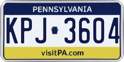 PA license plate KPJ3604