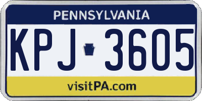 PA license plate KPJ3605