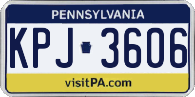 PA license plate KPJ3606