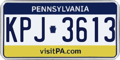 PA license plate KPJ3613