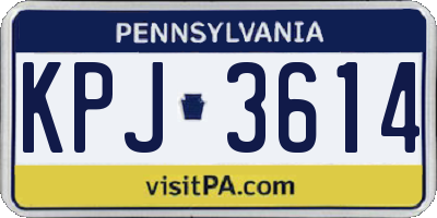 PA license plate KPJ3614