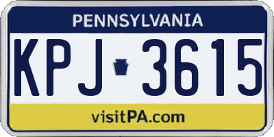 PA license plate KPJ3615