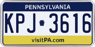 PA license plate KPJ3616
