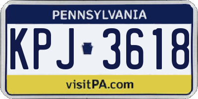 PA license plate KPJ3618