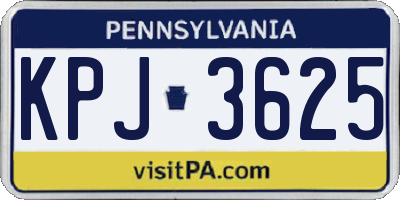 PA license plate KPJ3625